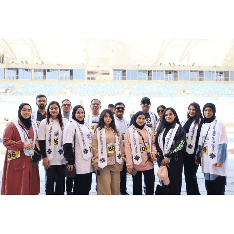 Team ACME in charity sashes at the stadium February 2024